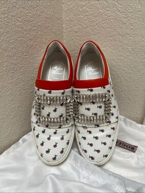 Roger Vivier Leather Floral Print Sneakers